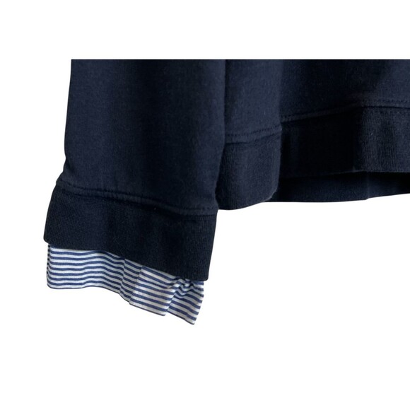Carolina Belle Ruffle Trim Navy Modal Sweatshirt  Size M  Exposed Zipper Top - Picture 4 of 8